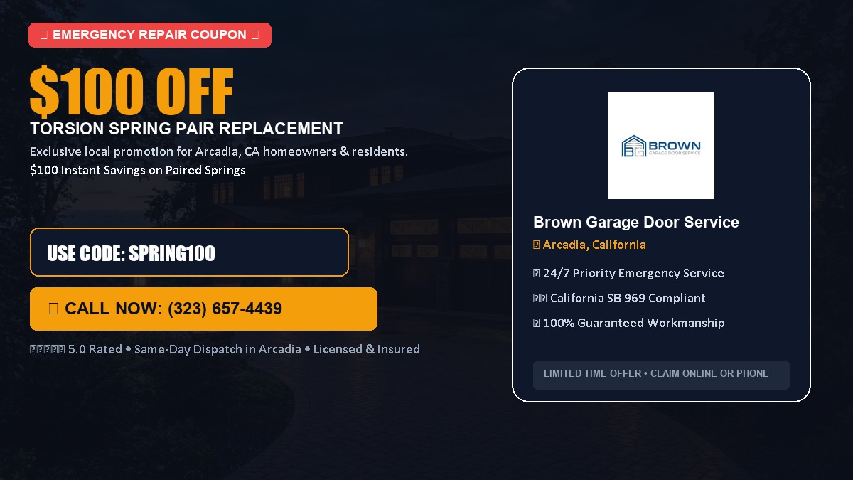 $100 OFF Heavy-Duty Torsion Spring Pair Replacement in Arcadia, CA